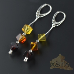 Amber earrings with Multi color beads